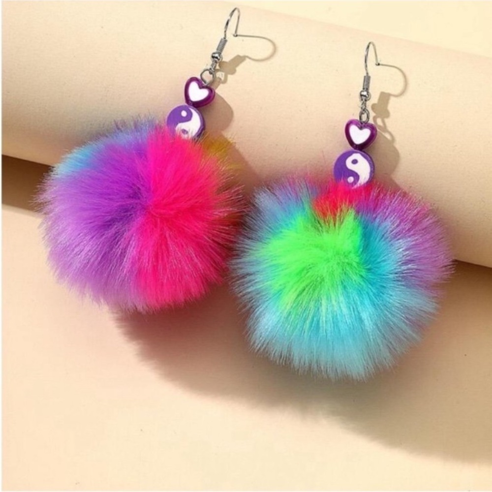 Bright Purple Mushroom Crew Socks with Yellow Cuff - Picture 3 of 4